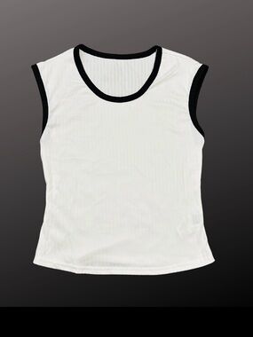 Classic Contrast Trim White Sleeveless Top